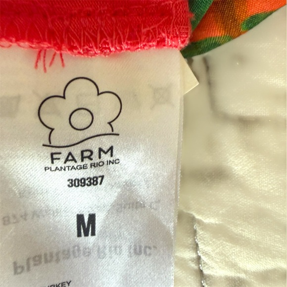 FARM Rio Tropical Plantage  Ruched Mini Skirt Pink & Green Palm Print Sz Medium - Picture 6 of 9